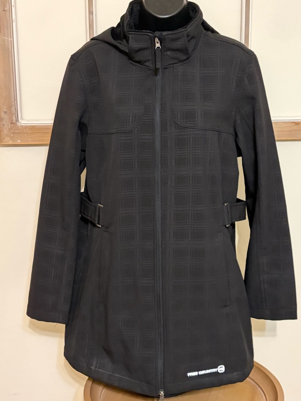 Free Country Black Hooded Trench Coat